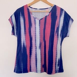 SHEIN Multicolor Striped Short Sleeve Tee